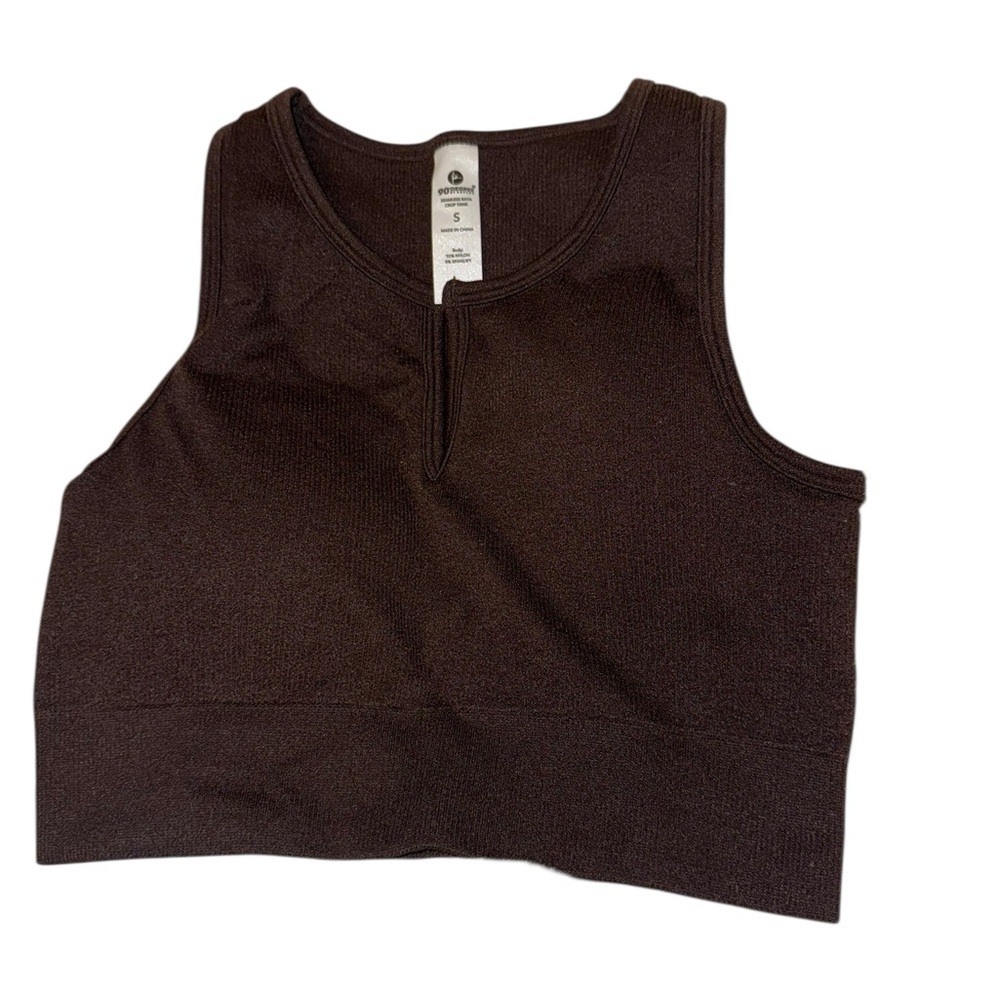 90 Degree by Reflex Chocolate Brown Sleeveless Crop Top